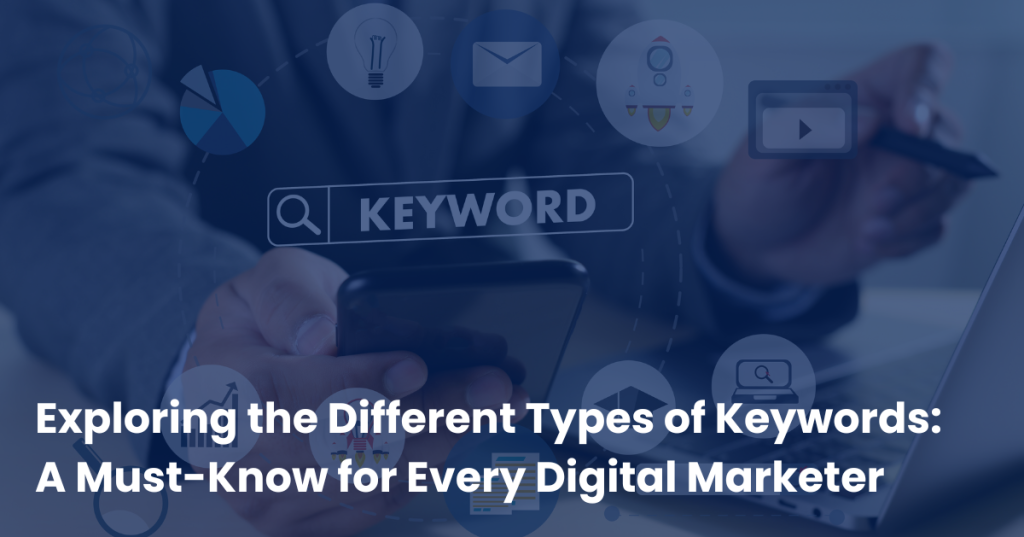 A featured image of a marketer who's doing keyword research.